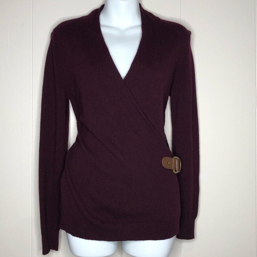 LAUREN BY RALPH LAUREN Buckle Trim Wrap Sweater